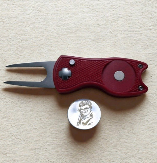 Golf Metal Divot Tool with Ball Marker - Switchblade Pitch Mark Repairer