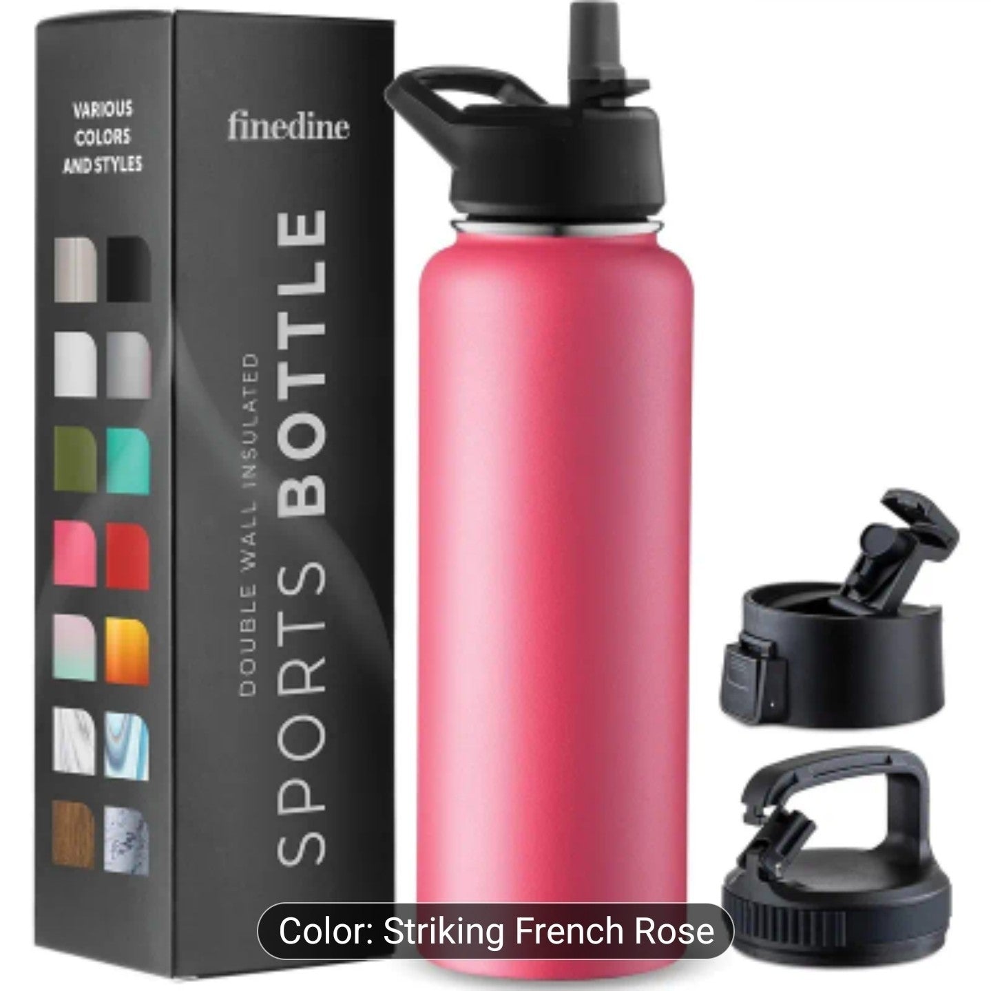 Perdonalised FineDine Triple Insulated Stainless Steel Water Bottle - Flip Top