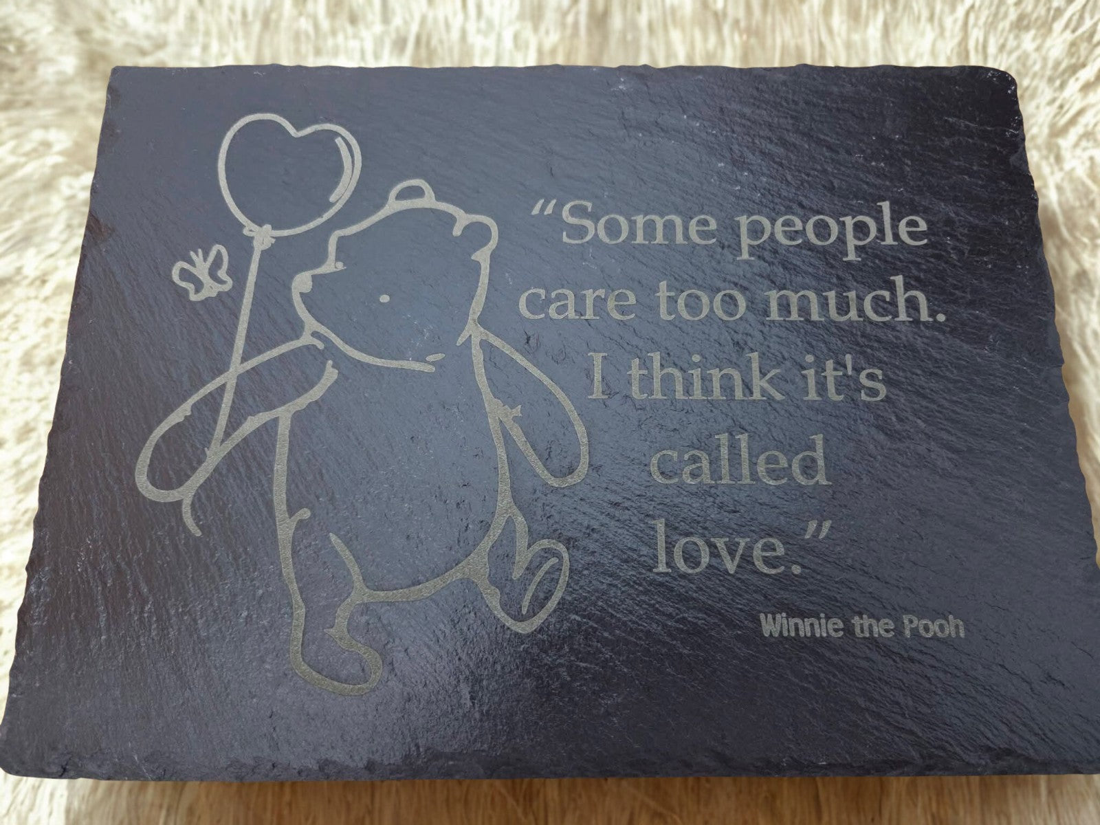 Hand-Lasered Winnie-the-Pooh–Inspired Slate Placemat