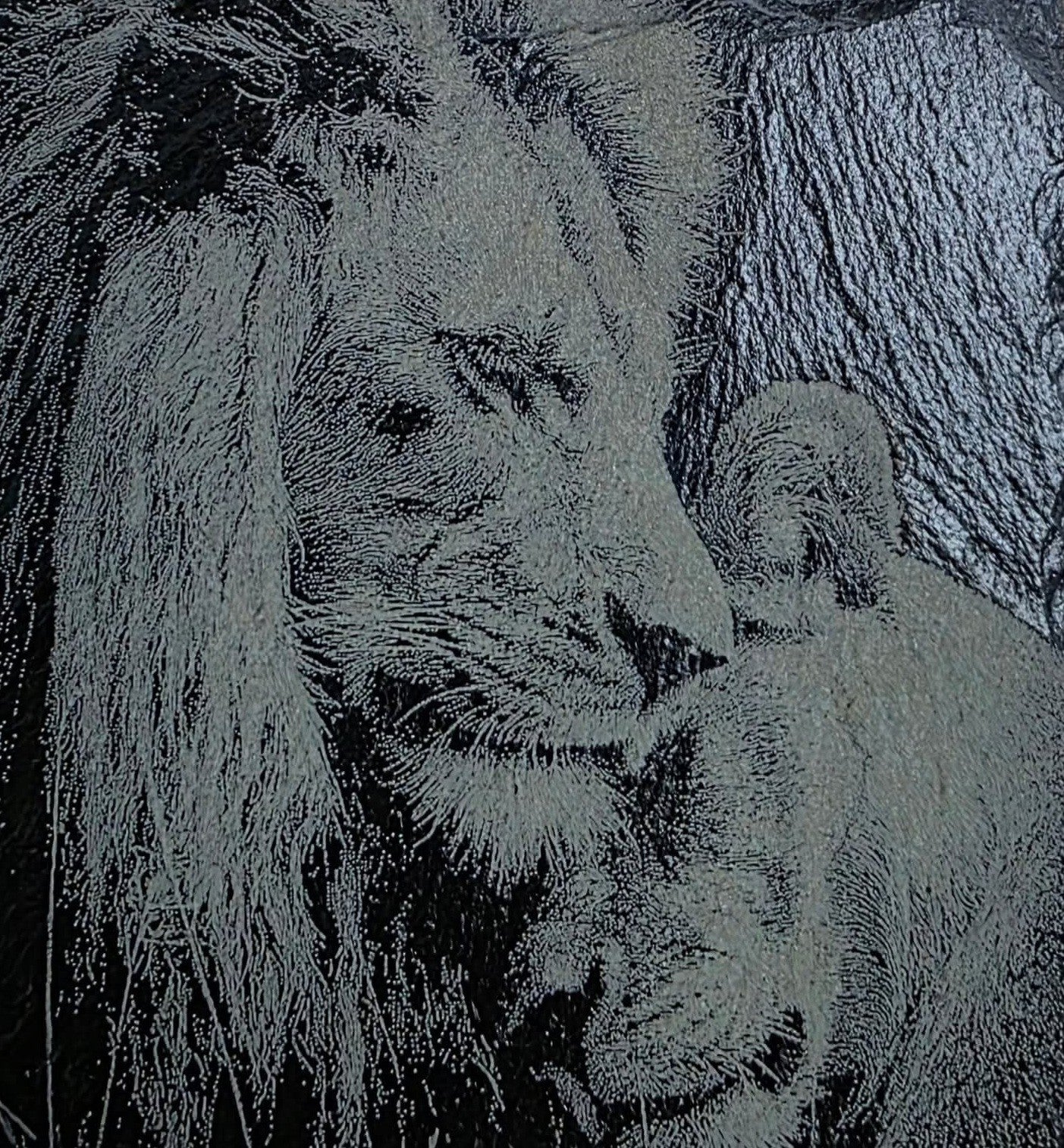 Hand-Lasered Lion & Lioness Slate Coasters Set of Four